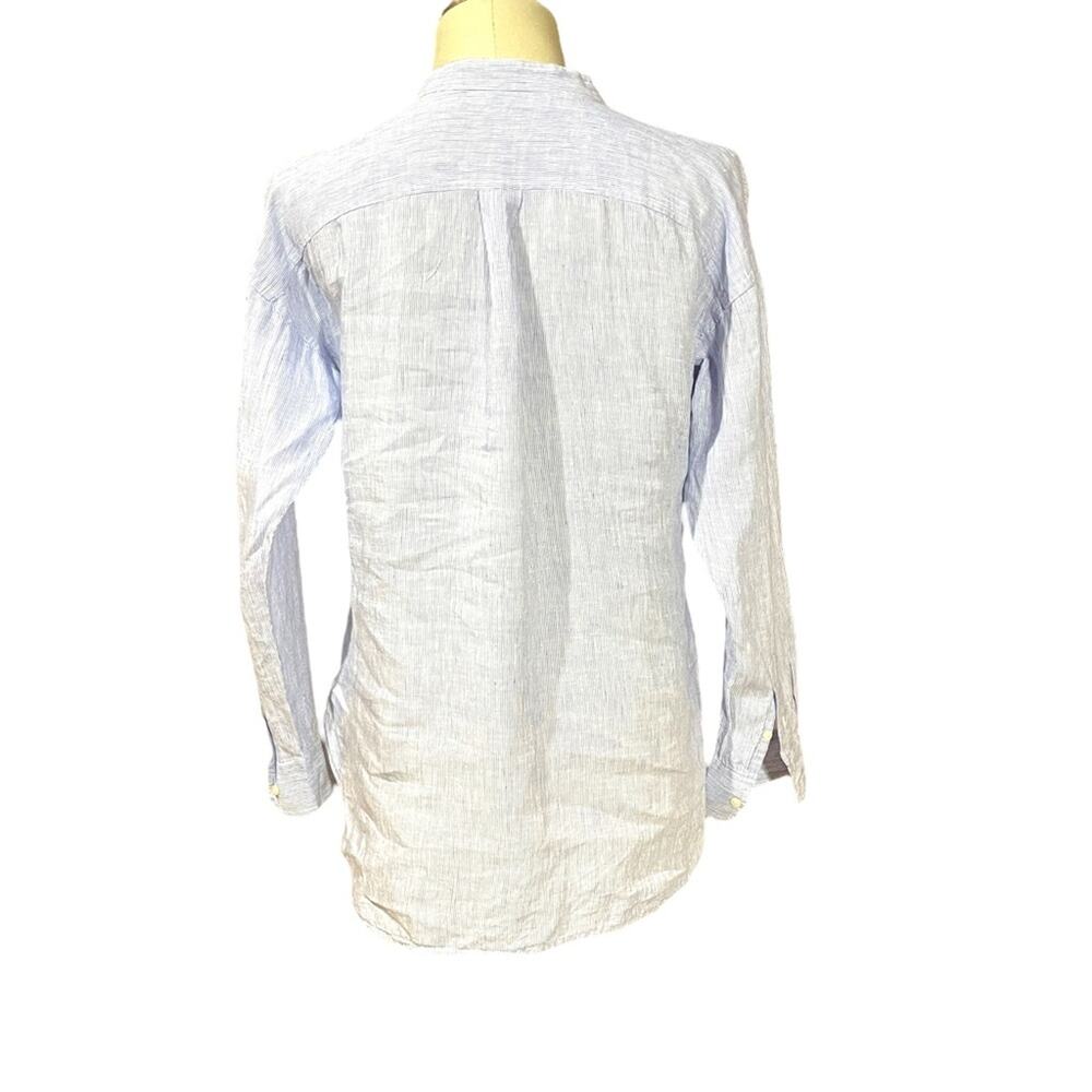 Lauren Ralph Lauren Linen Tunic Blue White Medium - Picture 4 of 6